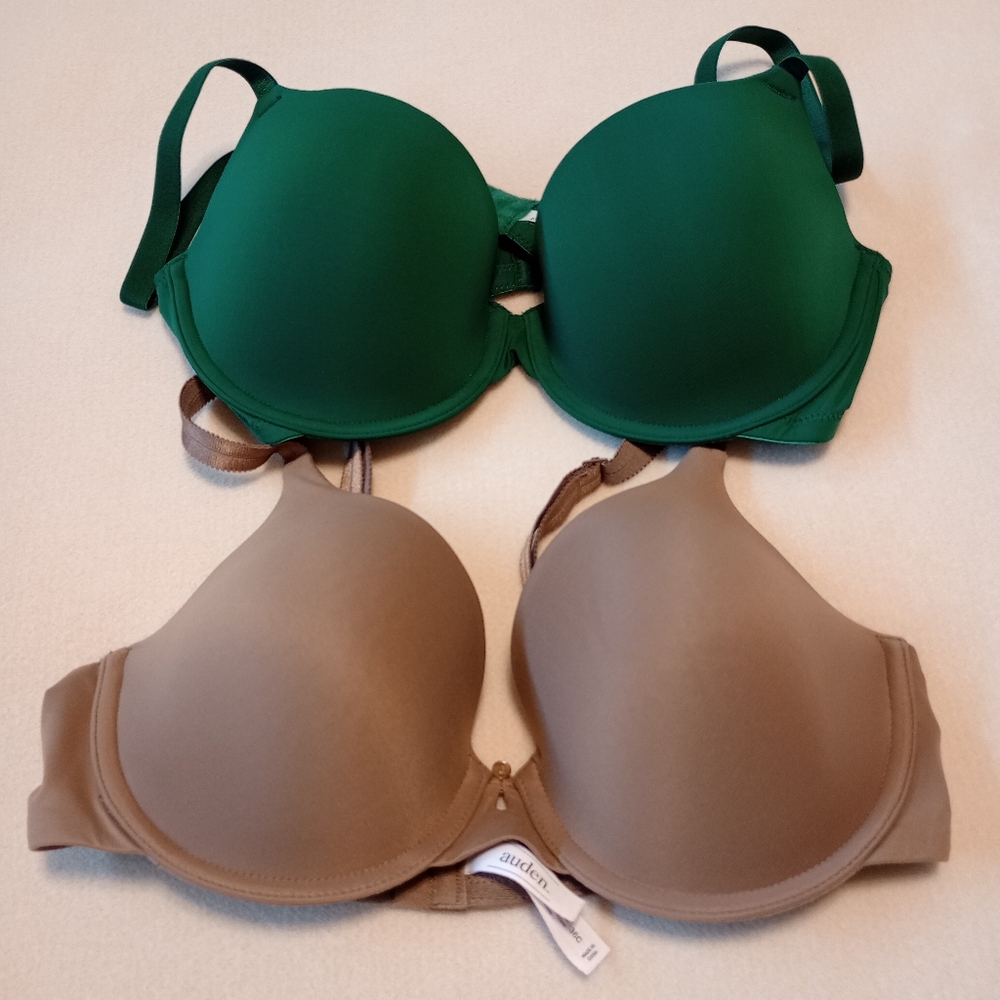 GUC Auden Bras Forrest Green and Taupe Size 36C, Set of 2